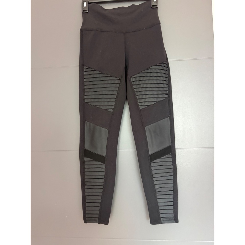 Alo Yoga High-Waist Moto Leggings Black Quilted Panel Yoga Pants Small